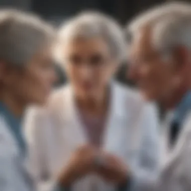 Elderly couple discussing health with a doctor