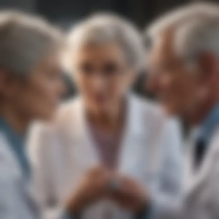 Elderly couple discussing health with a doctor