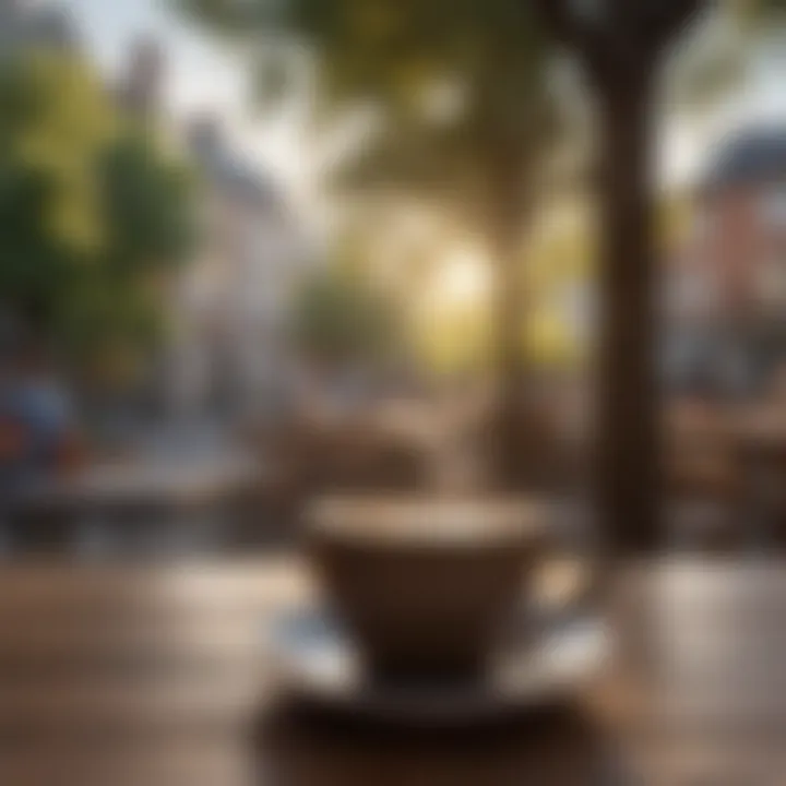 A serene scene of a person enjoying coffee outdoors, symbolizing thoughtful consumption.