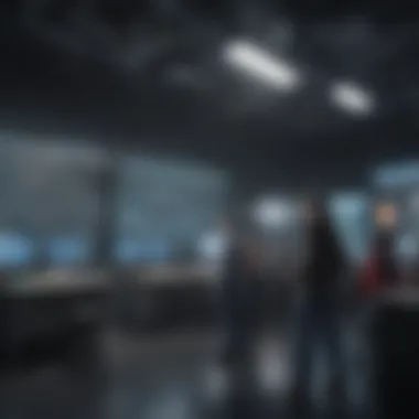 Educational Access to Quantum Technology A classroom setting with students engaging in quantum computing research.