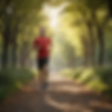 A person jogging in a scenic park, demonstrating cardiovascular exercise