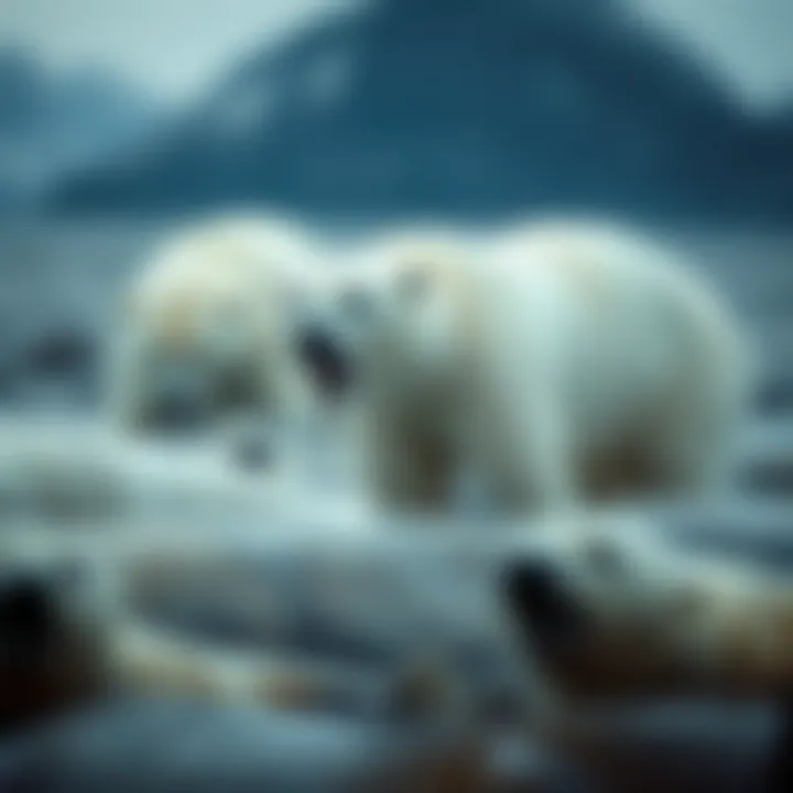 Polar bears hunting seals in their natural habitat