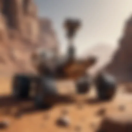Mars rover exploring the rocky terrain of the Martian surface