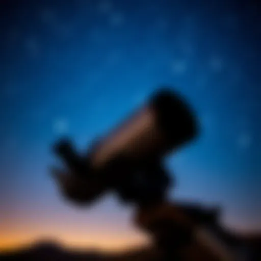A close-up view of a modern telescope aimed at a starry night sky