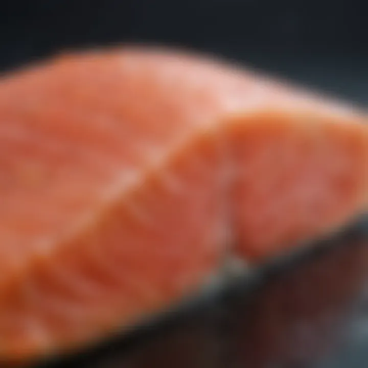 Salmon fillet showing vibrant color and texture