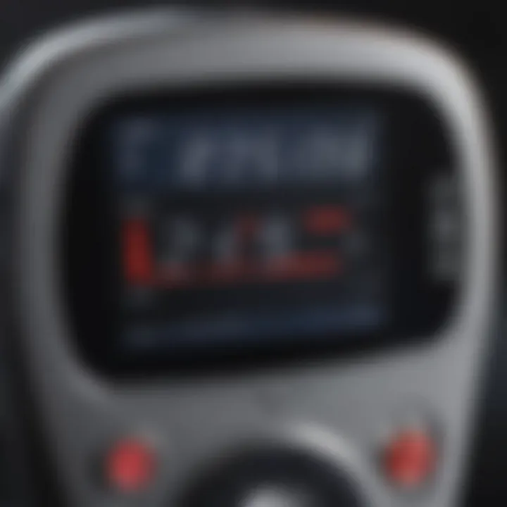 A close-up of a glucose meter displaying blood sugar levels