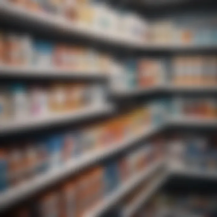 Lactose medicines on a pharmacy shelf