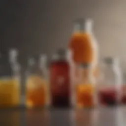 A vibrant assortment of liquid protein sources in glass containers