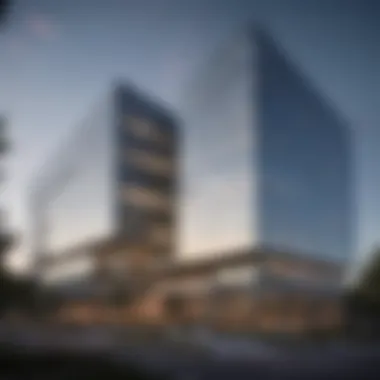 Exterior view of the Maryland Anderson Cancer Center showcasing its modern architecture
