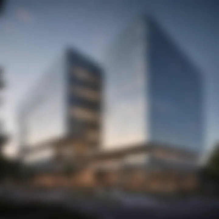 Exterior view of the Maryland Anderson Cancer Center showcasing its modern architecture