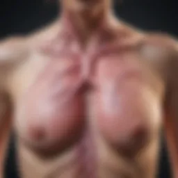 Illustration of metastatic breast cancer spreading to the lungs