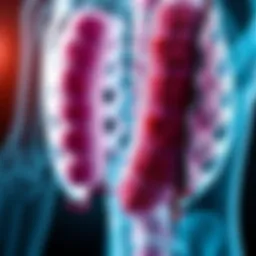 Illustration depicting the fibrotic transformation of bone marrow in myelofibrosis.