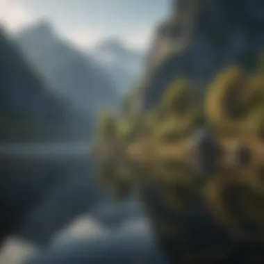 Embracing Nature for Tranquility A serene landscape with mountains and a calm lake