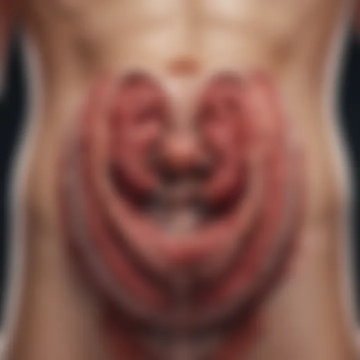 An anatomical illustration of the stomach highlighting ulcer locations.