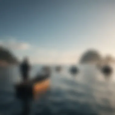 Promoting Sustainable Fishing Practices Fishermen using sustainable practices in a clear ocean