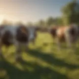 A diverse range of livestock grazing in a sustainable pasture