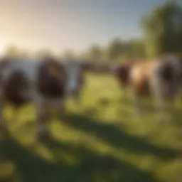 A diverse range of livestock grazing in a sustainable pasture