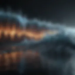Illustration of sound waves interacting with various materials