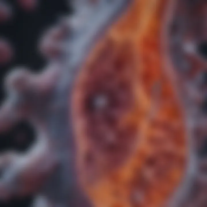 Microscopic view of lung tissue affected by cancer