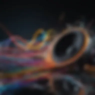 Colorful sound waves intertwining, illustrating the diversity of musical genres