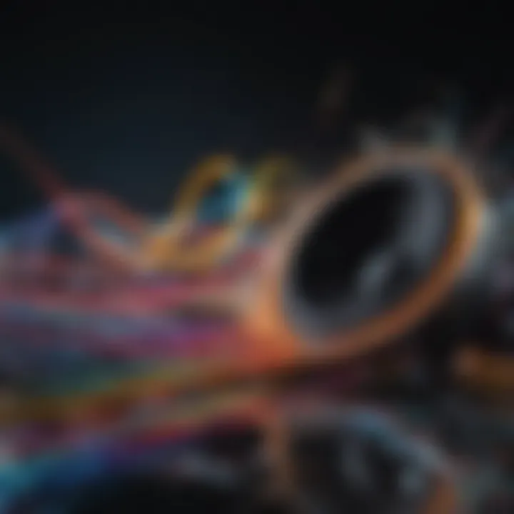 Colorful sound waves intertwining, illustrating the diversity of musical genres