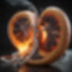 Diagram of kidney function impairment due to smoking