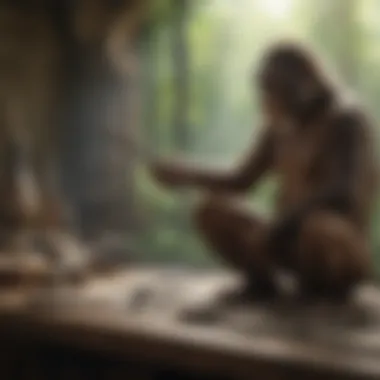 Early Tool Use by Ancestors Artistic depiction of early tool use by ancestors