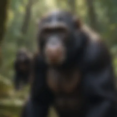 Primate Ancestors in Their Habitat Illustration depicting primate ancestors in their natural habitat