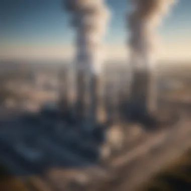 Coal Power Plant Overview Aerial view of coal power plant with smoke stacks