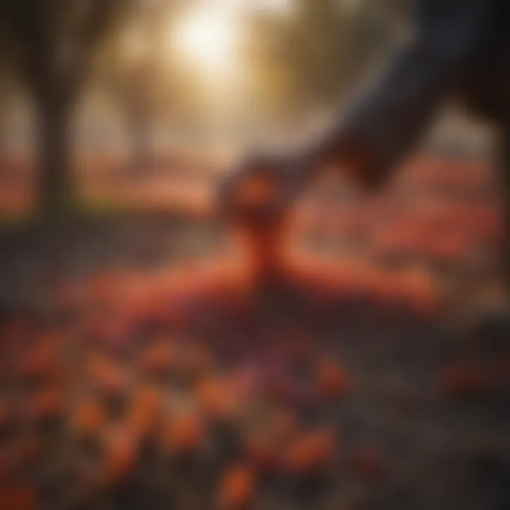 Saffron flowers being harvested at dawn