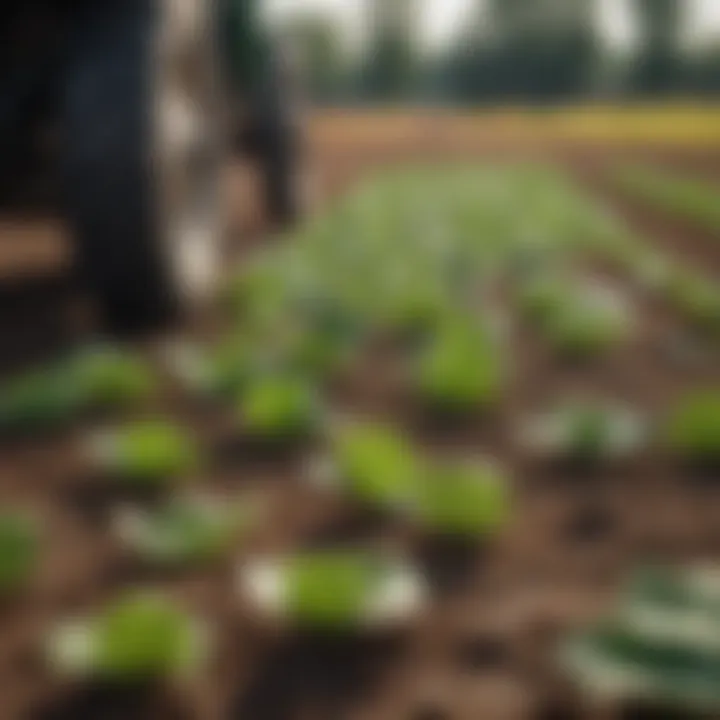 An agricultural field showcasing the integration of leaves in farming practices.