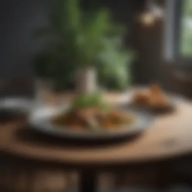 Elegant Plant-Based Meal Presentation A serene dining setup featuring a plant-based meal