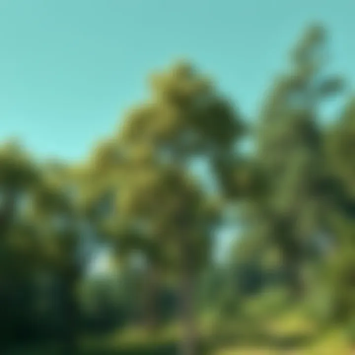 Illustration of human activities impacting tree distribution and ecosystems