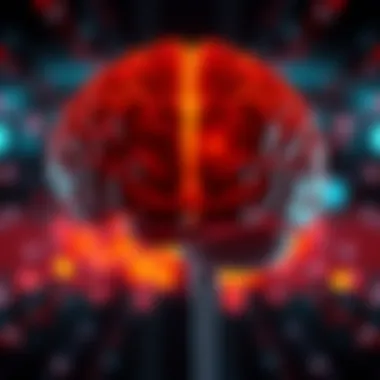 A brain illustration depicting the psychological impacts of stroke