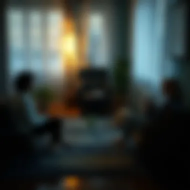 A calming therapy scene focused on anxiety management techniques