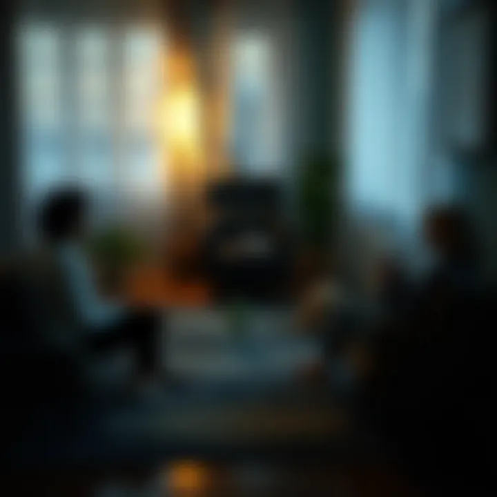 A calming therapy scene focused on anxiety management techniques