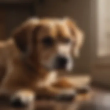 Signs of Distress in Dogs A dog showing signs of distress when left alone
