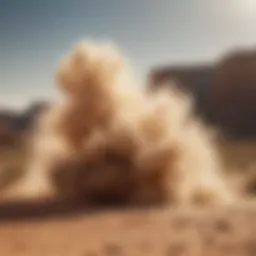 Visual representation of a dust vortex in arid landscape