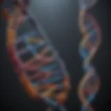 Illustration depicting the DNA double helix with autism awareness ribbons