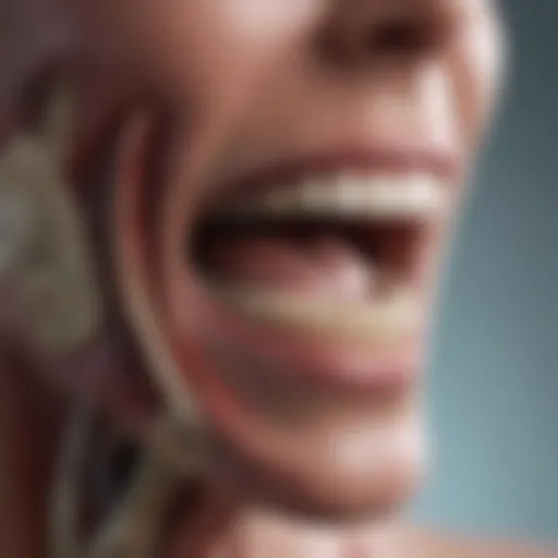 Illustration of the dental anatomy highlighting inflamed areas