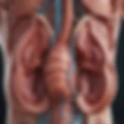 Diagram illustrating kidney anatomy and function