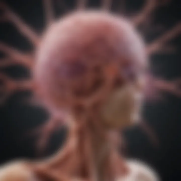 Schematic representation of the lymphatic system highlighting affected areas