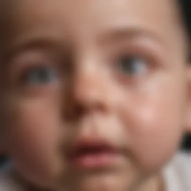 Close-up of an infant's eye exhibiting nystagmus movements