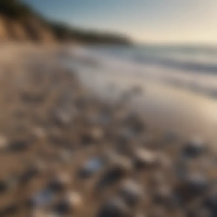 A contrast between a clean beach and one affected by trash left by visitors.