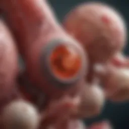 Illustration of the female reproductive system highlighting ovulation