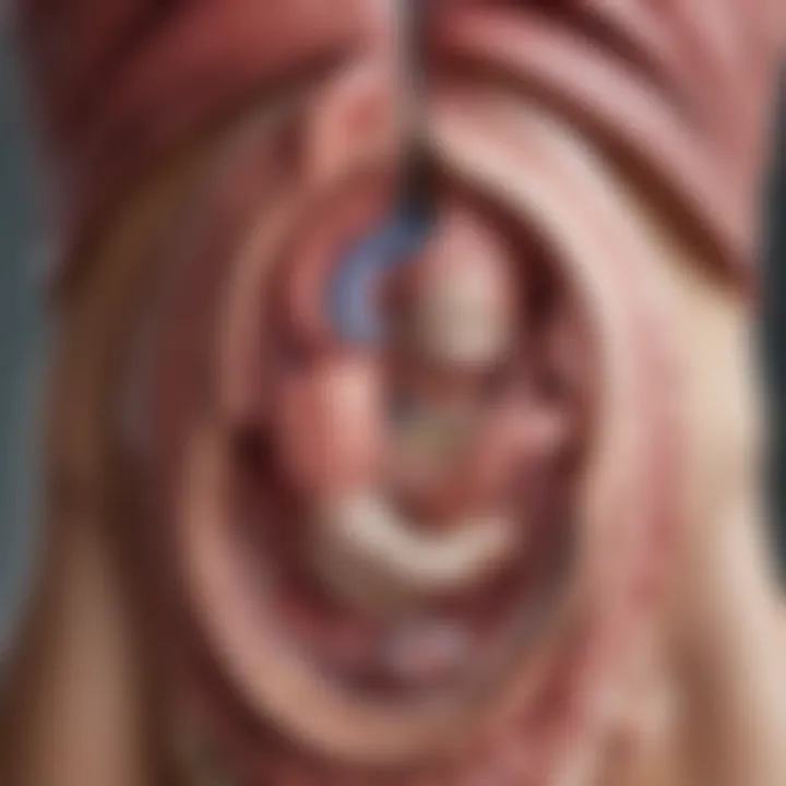 Illustration depicting the anatomical location of peptic ulcers in the stomach and duodenum.