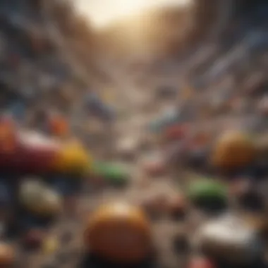 Plastic Waste in Landfill A visual representation of plastic food packaging waste accumulated in a landfill.