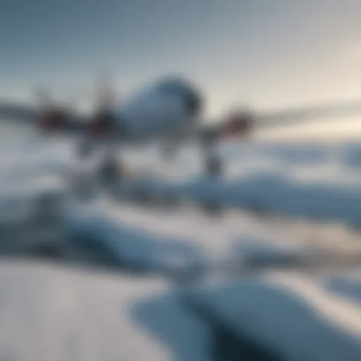 A polar aircraft navigating through icy conditions