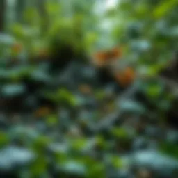 A diverse ecosystem showcasing various plant and animal species in harmony