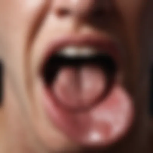 Close-up of a tongue showing irritation